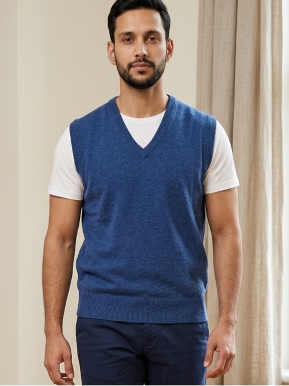 Vtg Preppy 100% Cashmere Quiet Luxury V-Neck Academia Sweater Vest